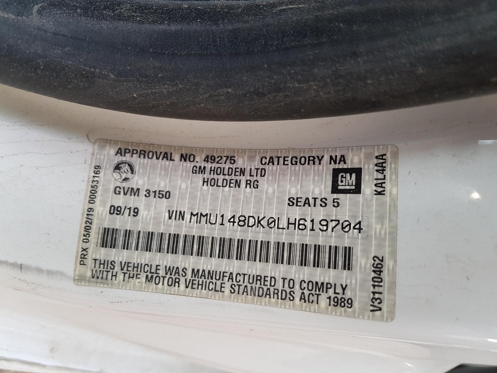 View Auto part Left Taillight Holden Colorado 2019