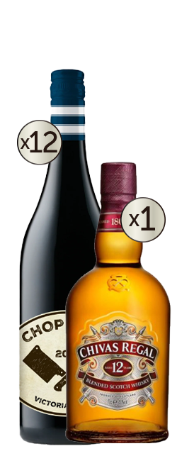Fowles Wines Chop Chop Victorian Shiraz 2019 & Chivas Regal 12 Year Old Scotch 700mL Bundle