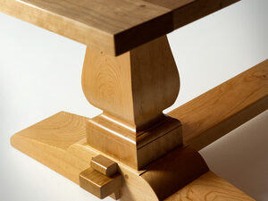 Natural Cherry wood Trestle Table | Custom Handmade by Nick Bailey - Dining Table