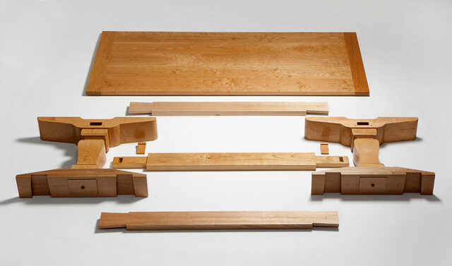 Natural Cherry wood Trestle Table | Custom Handmade by Nick Bailey - Dining Table