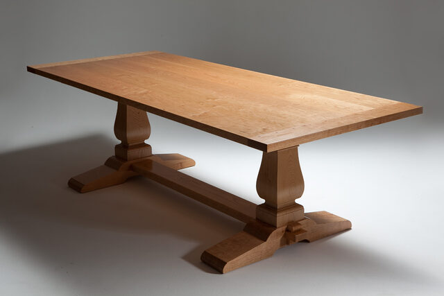Natural Cherry wood Trestle Table | Custom Handmade by Nick Bailey - Dining Table