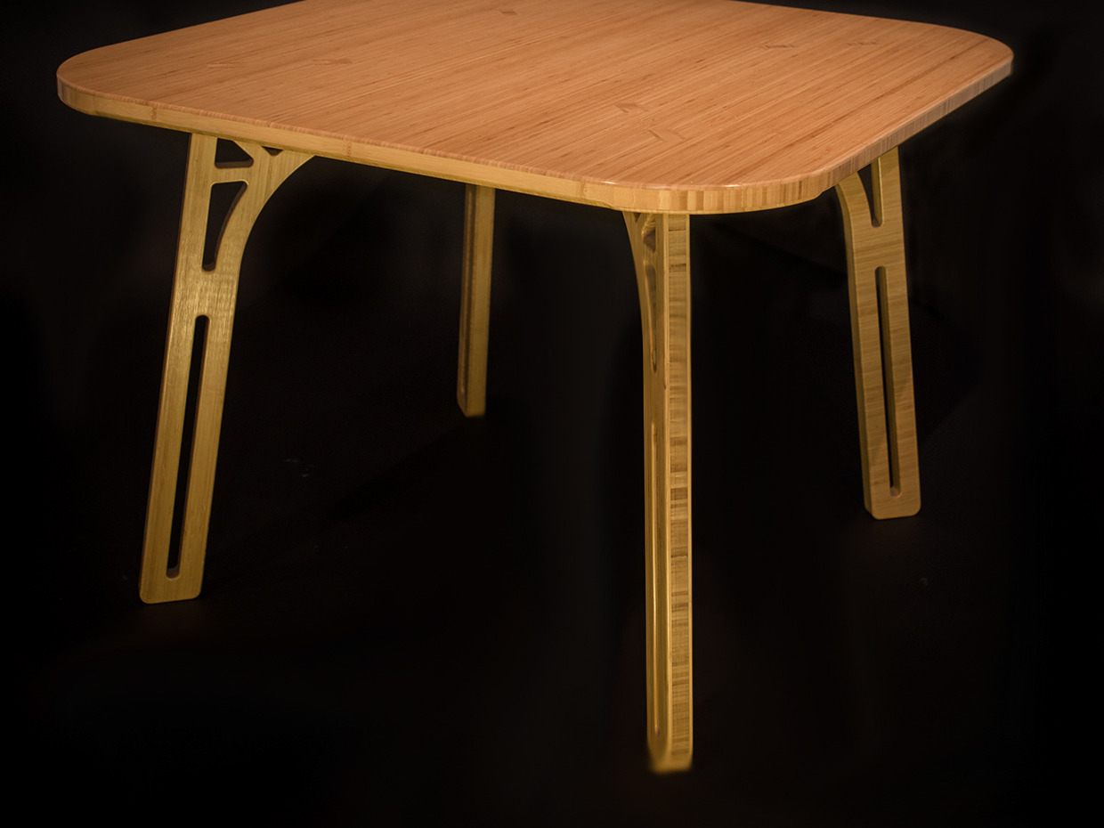 Square Bamboo Dining Table by B Compact Handkrafted