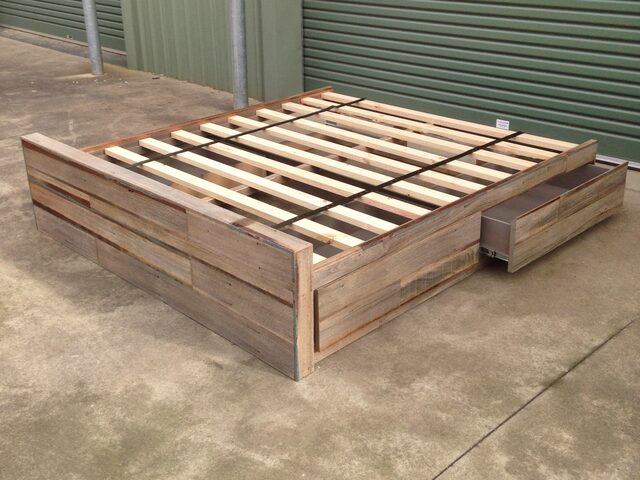 Recycled Hardwood King Bed | Custom Handmade by Zac Pearton - Bed, Recycled