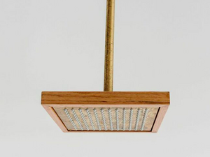 Otis timber and brass shower head | Custom Handmade by Oliver Maclatchy - Shower Head, Bathroom, Fittings, Fixtures, Tapware, Reclaimed Timber, Brass, Timber