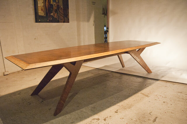 Facet conference/dining table | Custom Handmade by Bcompact Design - Factet, Bamboo, Strand Woven Bamboo, Conference Table, Dining Table, Chanfered Edge, Sustainable Design, Efficient Design, Zero Waste Design