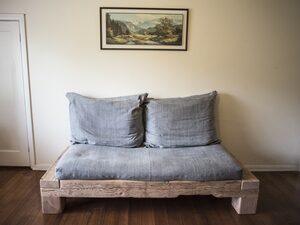 The couch to outlast a house.  | Custom Handmade by Douglas Fir Design - Couch, Sofa, Day Bed, Oregon, Recycled Timber, Rustic, Industrial, Timber, Bed, Douglas Fir