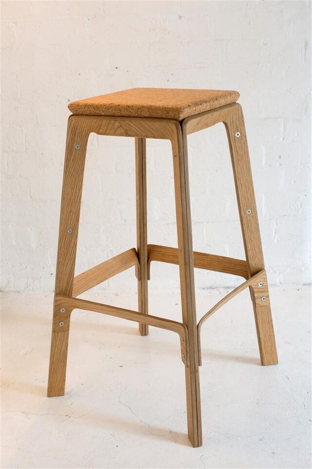 The Cork Connection stools series | Custom Handmade by Asher Abergel - The Cork Connection, Asher Abergel Design, Dezion Studio, Cork Stools, Plywood Stools, Bent Plywood Stool, Hand Made Stools, Made In Sydney, Hand Made Funiture