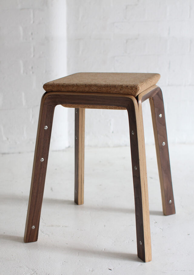 The Cork Connection stools series | Custom Handmade by Asher Abergel - The Cork Connection, Asher Abergel Design, Dezion Studio, Cork Stools, Plywood Stools, Bent Plywood Stool, Hand Made Stools, Made In Sydney, Hand Made Funiture