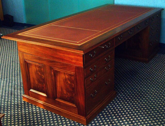 Mahogany Partners Desk | Custom Handmade by Andrew Alstin - Reproduction Furniture Melbourne, Antique Desks Melbourne, Antique Reproduction Furniture, Custom Made Furniture