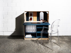 Archibald Writing Bureau | Custom Handmade by So Watt - Storage, Hutch, Plywood, Wax, Small Spaces, Desk