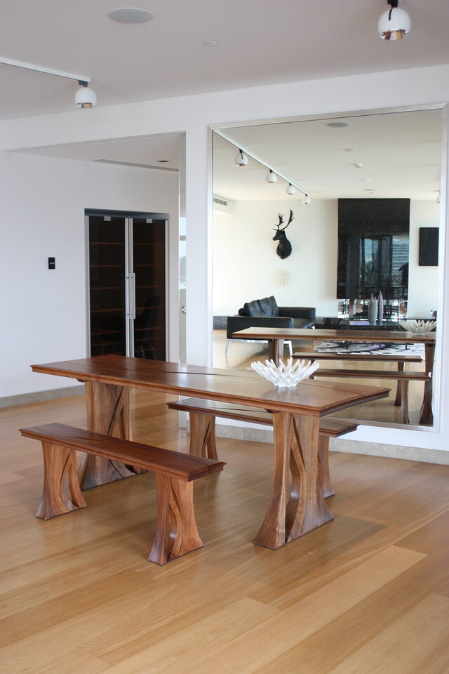 Close To You - Modern Mid Century Tasmanian Blackwood Dining Suite w/ Bench Seat | Custom Handmade by Will Marx - Solid Timber Furniture, Kitchen Dining Set, Wooden Dining Suite, Bench Seat, Rectangular Dining Table, 8 Seater Table, Minimalist Dining Set, Contemporary Home Furniture, Wooden Boardroom Table, Mid Century Classic