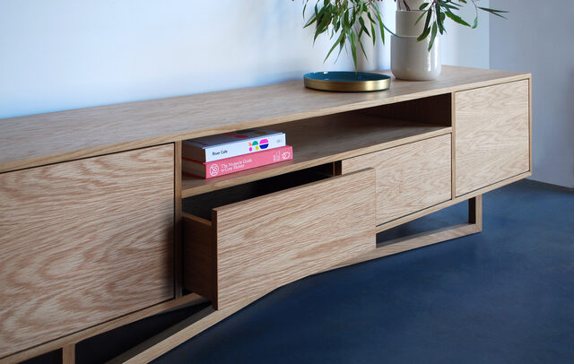 Yui Cabinet  | Custom Handmade by Raw Edge Furniture - American Oak, Dining Table, Dining, Oak, Cabinet, Braceboard, Oak Cabinet, Sideboard