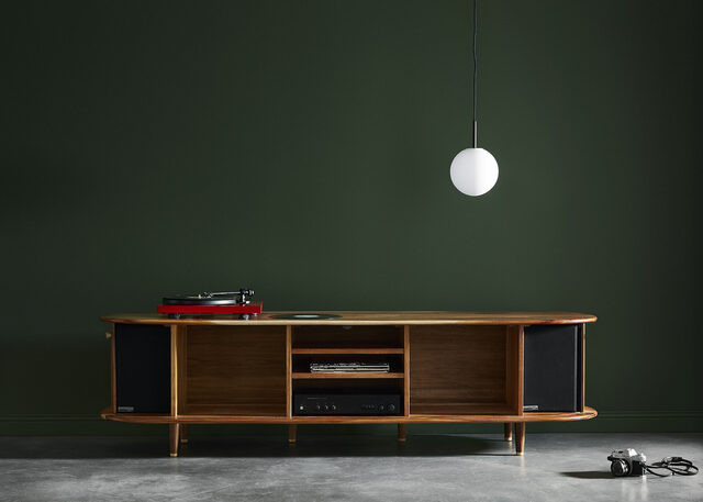 Media Cabinet | Custom Handmade by Ross Thompson - Tv Unit, Media Cabinet, Record Cabinet, Vinyl Storage, Sliding Door, Entertainment Unit, Record Collection, Mid Century, Contemporary, Modern