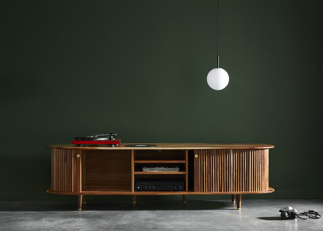 Media Cabinet | Custom Handmade by Ross Thompson - Tv Unit, Media Cabinet, Record Cabinet, Vinyl Storage, Sliding Door, Entertainment Unit, Record Collection, Mid Century, Contemporary, Modern
