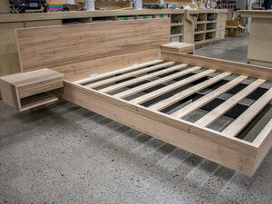 Floating Bed Frame | Custom Handmade by Pedullá Studio - Floating Bed, Blackbutt, Veneer, Side Tables