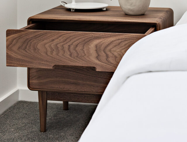 Alira Bedside | Custom Handmade by Tim Noone - Bedside, Tallboy, Walnut, Oak, Bedroom, Storage, Custom, Table