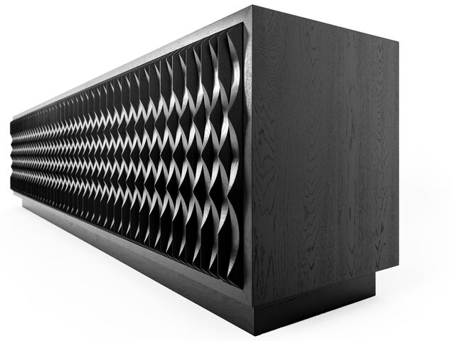 Credenza | Custom Handmade by Tim Noone - Sideboard, Credenza, Ebonised, Oak, Solid, Timber, Shelves, Storage, Custom, Scalloped