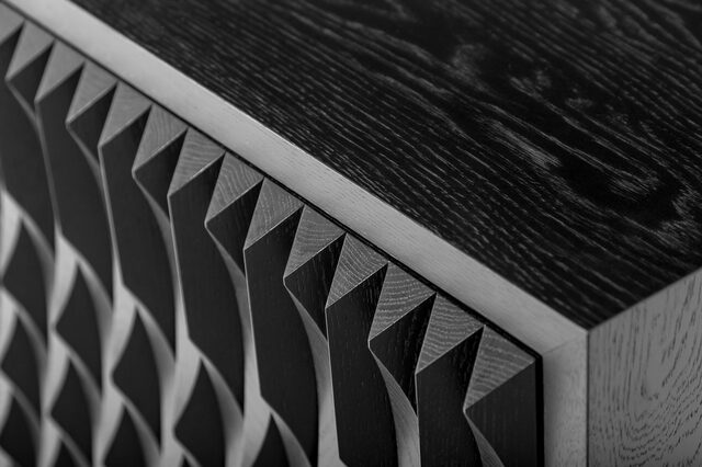 Credenza | Custom Handmade by Tim Noone - Sideboard, Credenza, Ebonised, Oak, Solid, Timber, Shelves, Storage, Custom, Scalloped