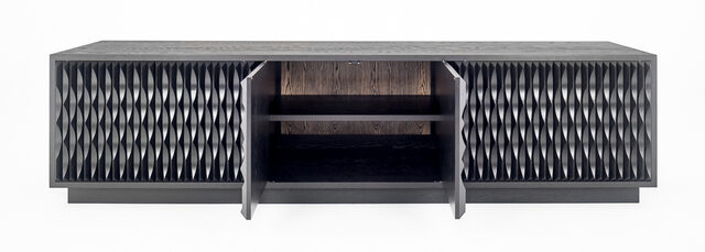 Credenza | Custom Handmade by Tim Noone - Sideboard, Credenza, Ebonised, Oak, Solid, Timber, Shelves, Storage, Custom, Scalloped