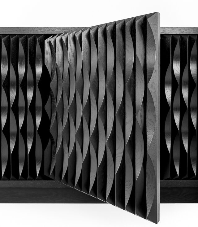 Credenza | Custom Handmade by Tim Noone - Sideboard, Credenza, Ebonised, Oak, Solid, Timber, Shelves, Storage, Custom, Scalloped