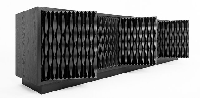 Credenza | Custom Handmade by Tim Noone - Sideboard, Credenza, Ebonised, Oak, Solid, Timber, Shelves, Storage, Custom, Scalloped