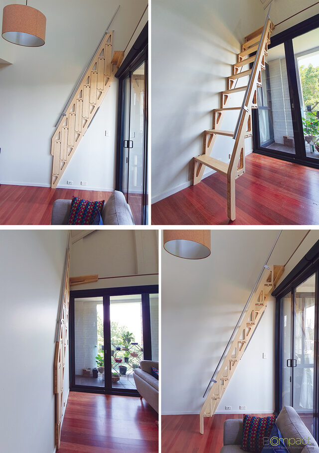Folding Ladder | Custom Handmade by Bcompact Design - Folding Staircase, Attic Ladder, Loft Ladder, Retractable Stairs, Folding Ladder