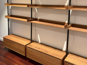 CUSTOM WALL-MOUNTED SHELVING AND CABINETRY | Custom Handmade by STUDIO ELLIOT - Custom Shelving, Custom Made, Handmade, Cabinetry, Bookcase, Bookshelf, Timber Furniture, Timber And Metal, Shelving
