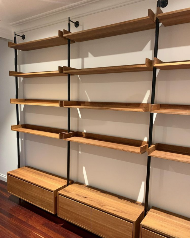 CUSTOM WALL-MOUNTED SHELVING AND CABINETRY | Custom Handmade by STUDIO ELLIOT - Custom Shelving, Custom Made, Handmade, Shelving, Cabinetry, Bookcase, Bookshelf, Timber Furniture, Timber And Metal