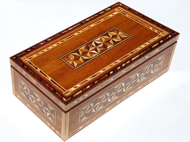 Yosegi Natsukashi Box Natsu ( Summer) | Custom Handmade by Benjamin Reddan - Japanese Box, Keepsake Box, Heirloom Box, Decorative Box, Intricate Veneers, Bespoke Box, Fine Box, Memory Box, Timber Box, Inlayed Box