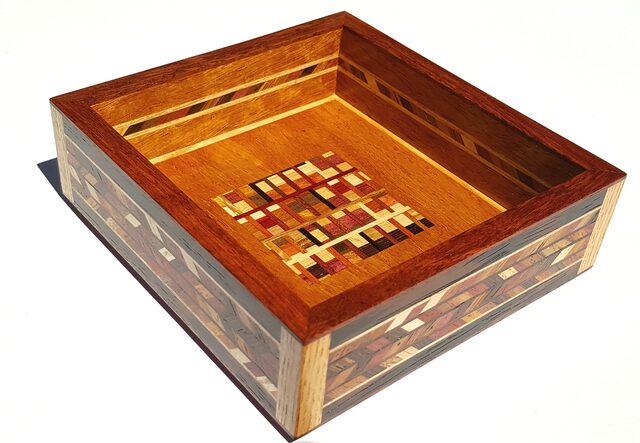 Yosegi Natsukashi Box Natsu ( Summer) | Custom Handmade by Benjamin Reddan - Japanese Box, Keepsake Box, Heirloom Box, Decorative Box, Intricate Veneers, Bespoke Box, Fine Box, Memory Box, Timber Box, Inlayed Box