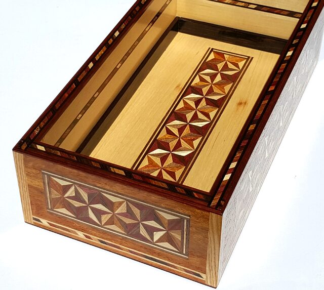Yosegi Natsukashi Box Natsu ( Summer) | Custom Handmade by Benjamin Reddan - Japanese Box, Keepsake Box, Heirloom Box, Decorative Box, Intricate Veneers, Bespoke Box, Fine Box, Memory Box, Timber Box, Inlayed Box