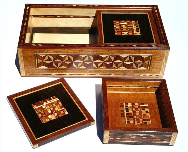 Yosegi Natsukashi Box Natsu ( Summer) | Custom Handmade by Benjamin Reddan - Japanese Box, Keepsake Box, Heirloom Box, Decorative Box, Intricate Veneers, Bespoke Box, Fine Box, Memory Box, Timber Box, Inlayed Box