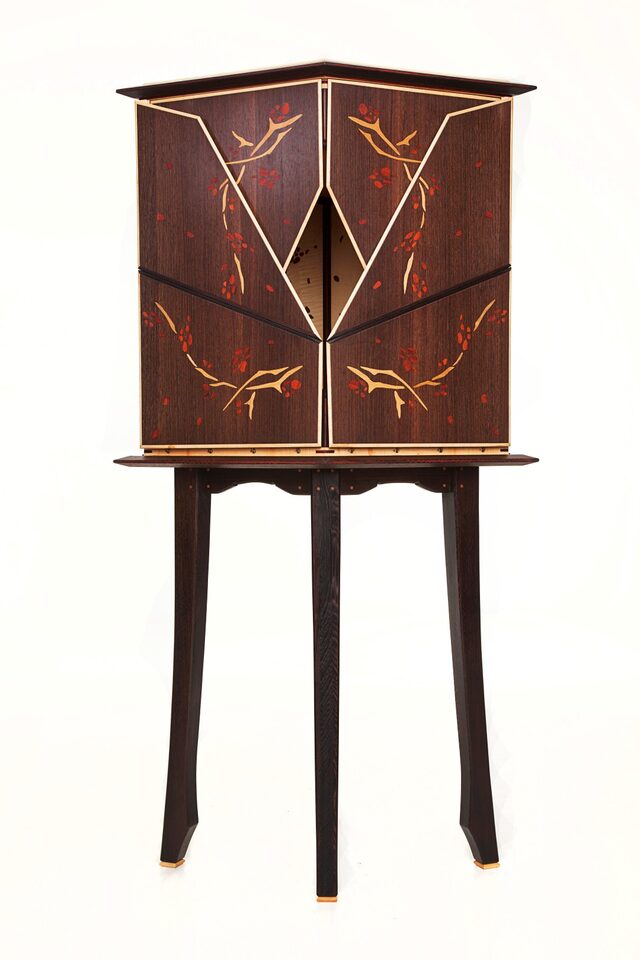 Ikebana Cabinet (Flower Arrangement Cabinet) 'Awakening Of A Dream'  | Custom Handmade by Benjamin Reddan - Japanese Cabinet, Display Cabinet, Ikebana Cabinet, Fine Cabinetry, Decorative Veneer, Bespoke Cabinet, Cabinet, Heirloom Cabinet, Statement Piece, Storage Cabinet
