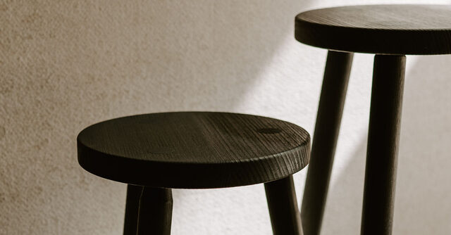 Shou Sugi Ban Milking Stool | Custom Handmade by Ben Adams - Stool, Table, Side Table, Milking Stool, Three Legged Stool, Bedside Table, Black, Timber, Circle, Seat