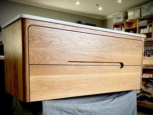 Oak & Stone Vanity | Custom Handmade by Woodmen Timberworks  - Vanity, Oak, Stone
