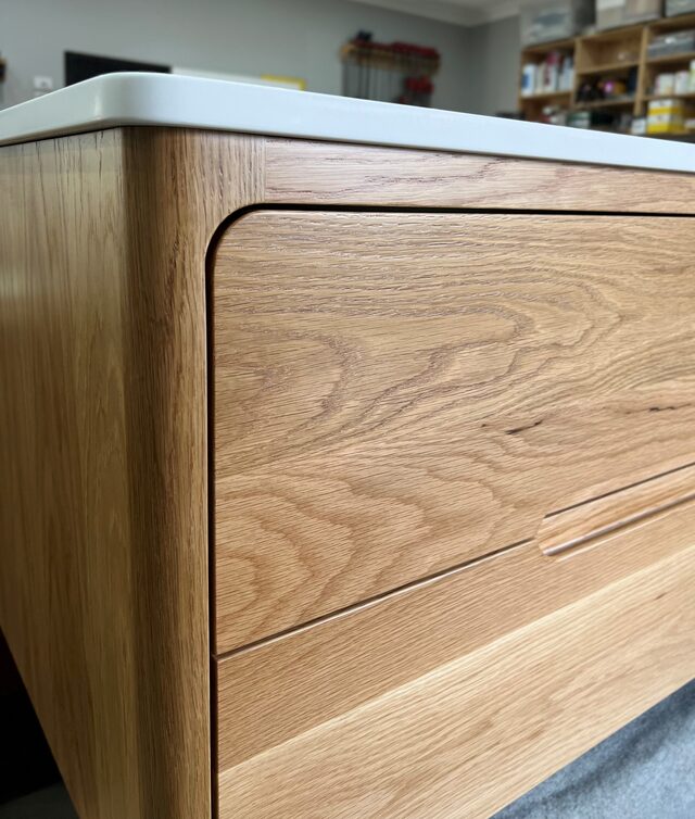 Oak & Stone Vanity | Custom Handmade by Woodmen Timberworks  - Vanity, Oak, Stone