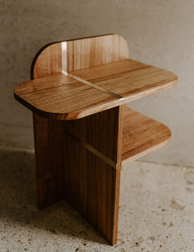 FRANK Side Table | Custom Handmade by Ben Adams - Brass, Timber, Shelves, Sidetable, Bedsidetable, Table, Inlay, Minimalist, Small