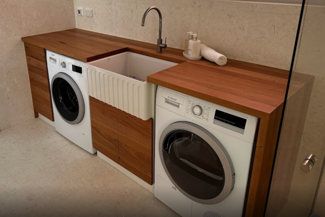 Recycled Australian Hardwood Benchtop (Kitchen, Bathroom, Laundry, Desk, Table) | Custom Handmade by Round 2 Timbers - Benchtop, Kitchen, Laundry, Desk, Bench, Recycled Australian Hardwood, Timber, Recycled Hardwood, Counter
