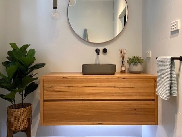 Recycled Australian Hardwood Vanity | Custom Handmade by Round 2 Timbers - Vanity, Bathroom, Cupboard, Recycled Australian Hardwood, Timber Vanity, Timber, Sink