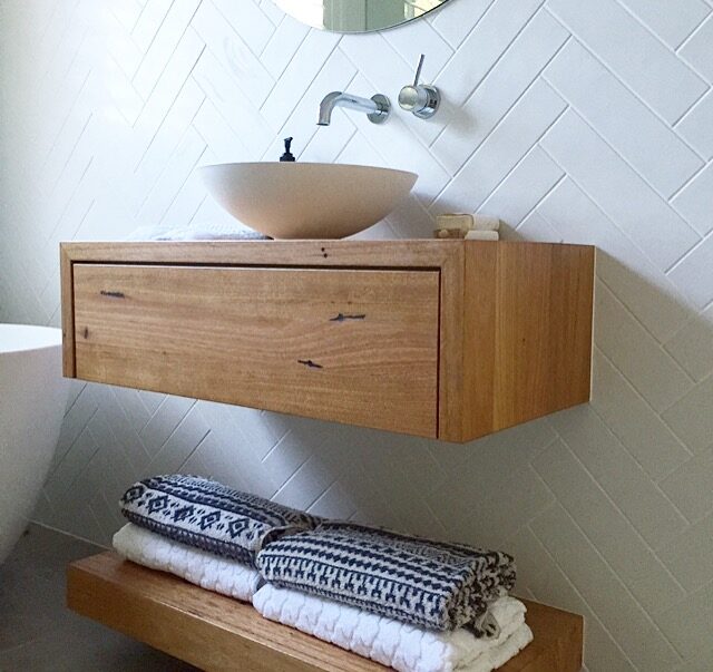 Recycled Australian Hardwood Vanity | Custom Handmade by Round 2 Timbers - Vanity, Bathroom, Cupboard, Recycled Australian Hardwood, Timber Vanity, Timber, Sink