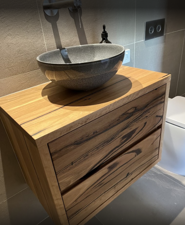 Recycled Australian Hardwood Vanity | Custom Handmade by Round 2 Timbers - Vanity, Bathroom, Cupboard, Recycled Australian Hardwood, Timber Vanity, Timber, Sink