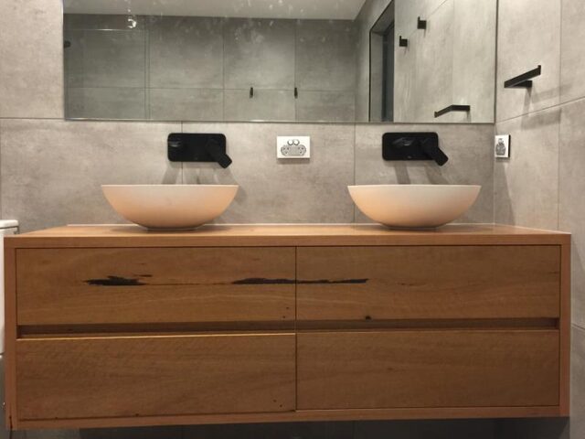 Recycled Australian Hardwood Vanity | Custom Handmade by Round 2 Timbers - Vanity, Bathroom, Cupboard, Recycled Australian Hardwood, Timber Vanity, Timber, Sink