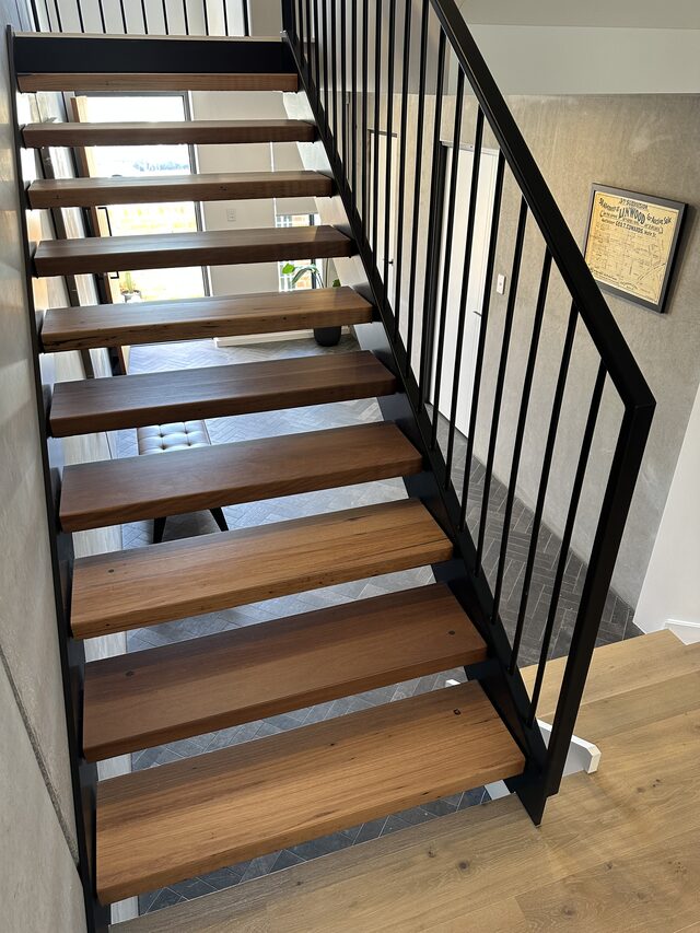 Recycled Australian Hardwood Stair Treads | Custom Handmade by Round 2 Timbers - Stairs, Stair Treads, Stair Risers, Staircase, Handrail, Recycled Australian Hardwood, Timber, Balustrades, Landing, Posts