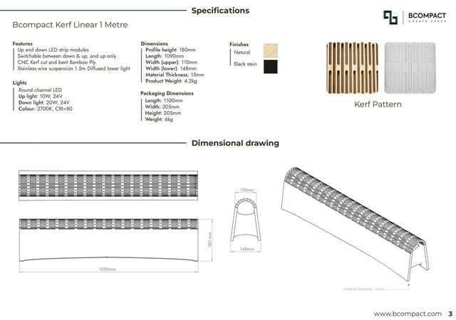 Kerf Linear LED Light - 1 & 2 metre  | Custom Handmade by Bcompact Design - Linear Lighting, Lighting, LED Lighting, Premium Lighting