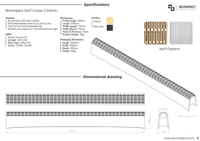Kerf Linear LED Light - 1 & 2 metre  | Custom Handmade by Bcompact Design - Linear Lighting, Lighting, LED Lighting, Premium Lighting