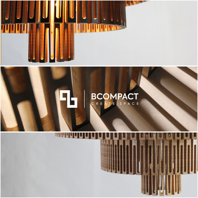 Kerf LED Chandelier Light | Custom Handmade by Bcompact Design - Lighting, Wooden Light, Chandelier Lighting, Bamboo Light, Elegant Lighting