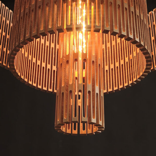 Kerf LED Chandelier Light | Custom Handmade by Bcompact Design - Lighting, Wooden Light, Chandelier Lighting, Bamboo Light, Elegant Lighting