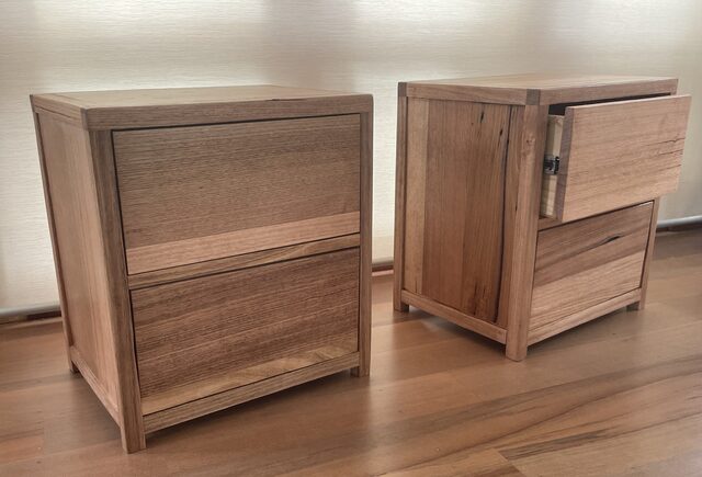 BEDSIDE TABLES AUSTRALAIN OAK WITH 2 DRAWERS EACH | Custom Handmade by Peter Wenborn - (, )