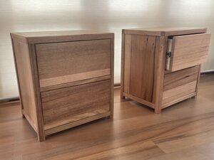 BEDSIDE TABLES AUSTRALAIN OAK WITH 2 DRAWERS EACH | Custom Handmade by Peter Wenborn - (, )