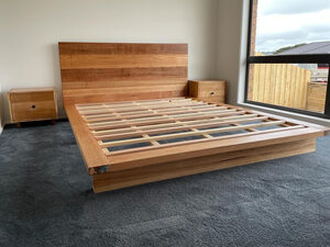 FUTON BED FRAME WITH SIDE TABLES :: RECYCLED AUSTRALAIN HARDWOOD | Custom Handmade by Peter Wenborn - (, )